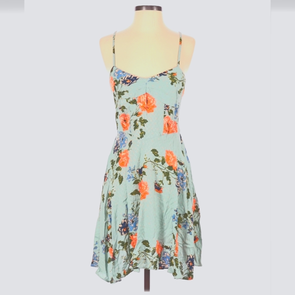 Intimately by Free People Teal and Orange Floral Dress Size Small